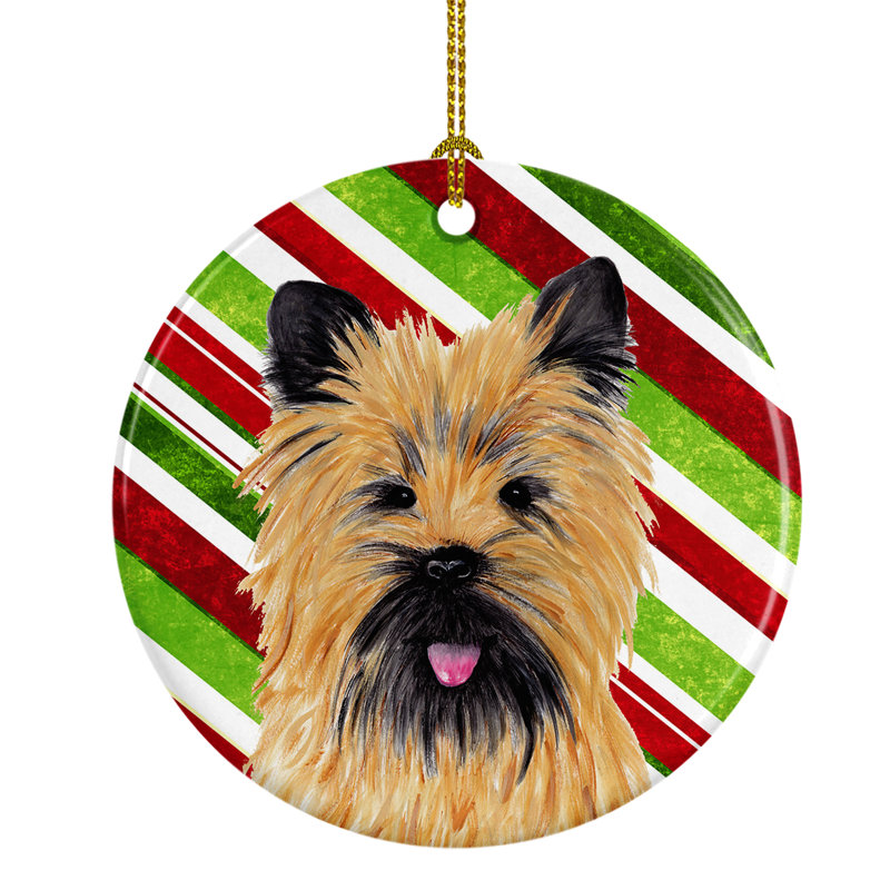 Ornement de noël figurine suspendue en céramique cairn terrier