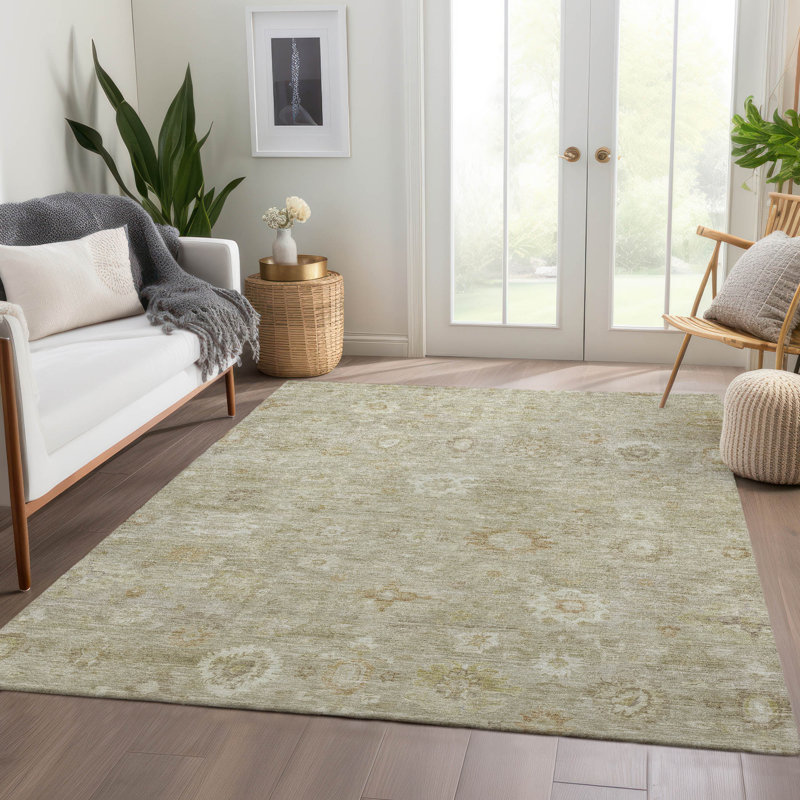 Machine Washable Indoor/Outdoor Xhevrie Beige Rug, Rectangle 9' x 12'