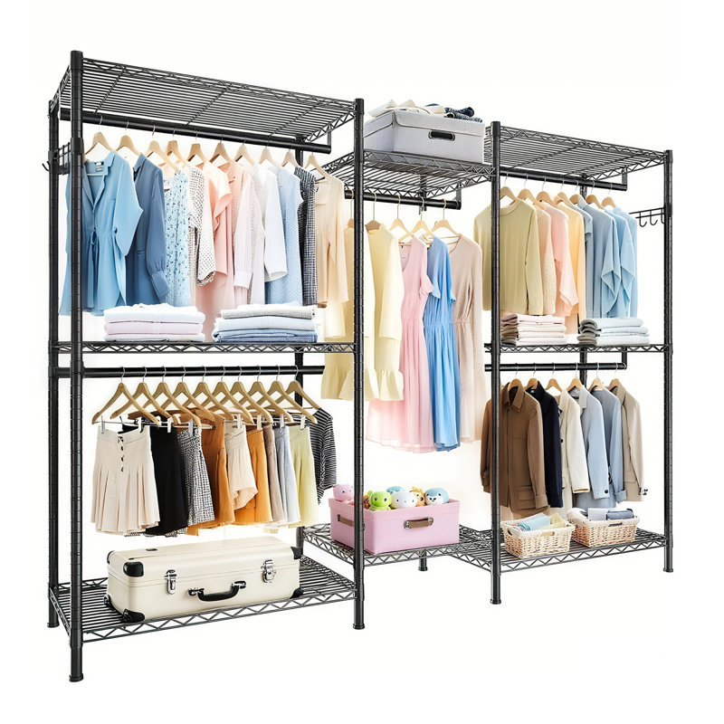 Heavy Duty Freestanding Garment Rack with Adjustable Shelves and Rails