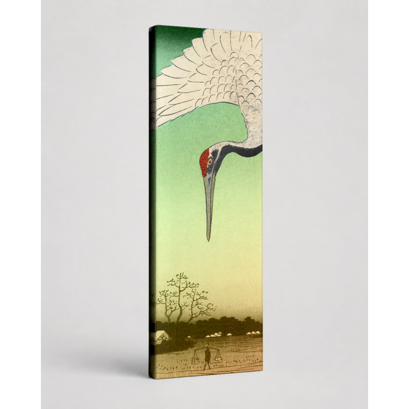 Cranes at Minase River (1857) - art mural sur toile, 10" W x 30" H