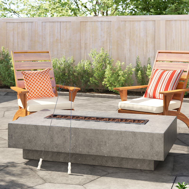 Hampton 56" Light Gray Concrete Gas Fire Pit Table