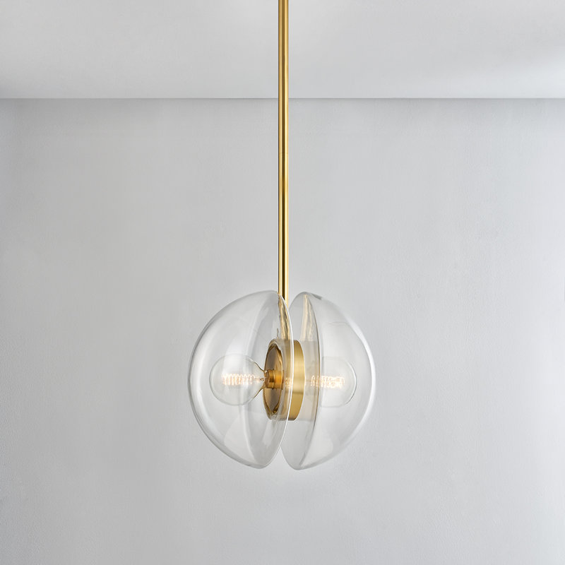 KERT 2 LIGHT PENDANT, Aged Brass, 23.75" H x 17" W x 17" D