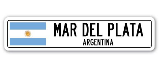Plaque de rue en aluminium Mar Del Plata, drapeau argentin, H 7 po x l 30 po x P 1 po