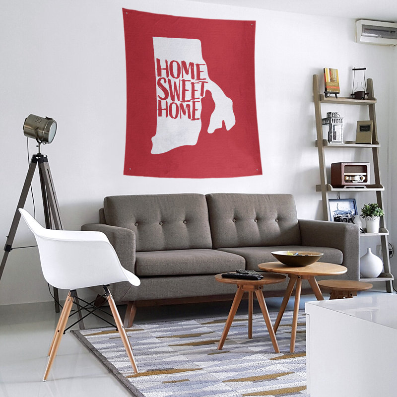 Tapisserie murale Home Sweet Rhode Island, H 60 po x l 51 po, Rouge