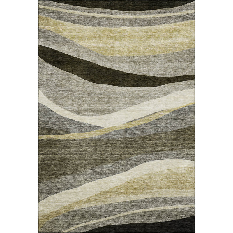 Premium Machine Washable Wayne AMF1098 Swirls Rug, Rectangle 10 pi x 14 pi