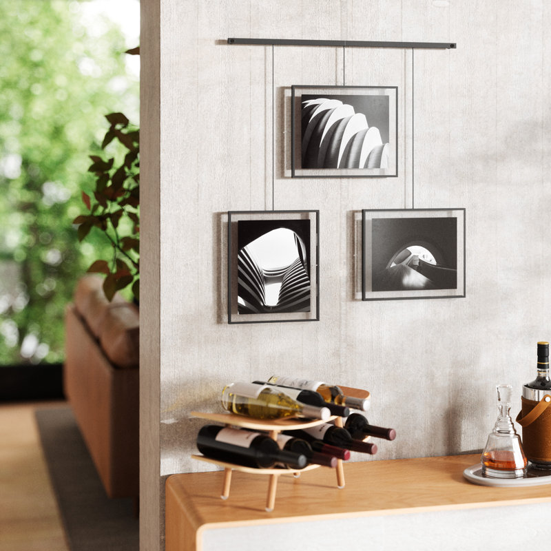 Exhibit Metal Ledge Picture Frame with Brackets – Set of 3, Black