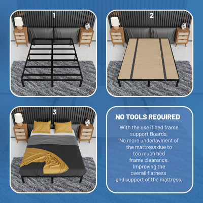 Planche de sommier pliante - Plateforme de soutien de matelas à profil bas de 74 po x 37,5 po pour lits de jour, lits superposés, futons et structures en métal / bois - empêche l'affaissement, facile à installer et à ranger.