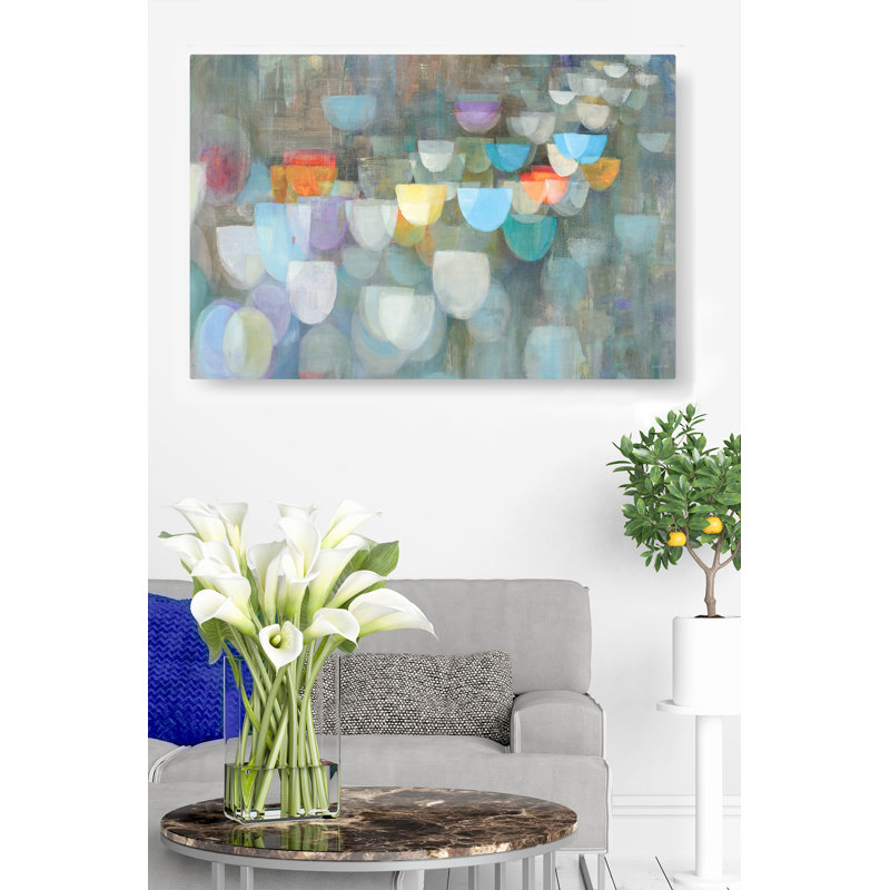 Cercles, bleu, rouge, bleu sarcelle, gris, H 16 po x l 24 po x P 1,5 po