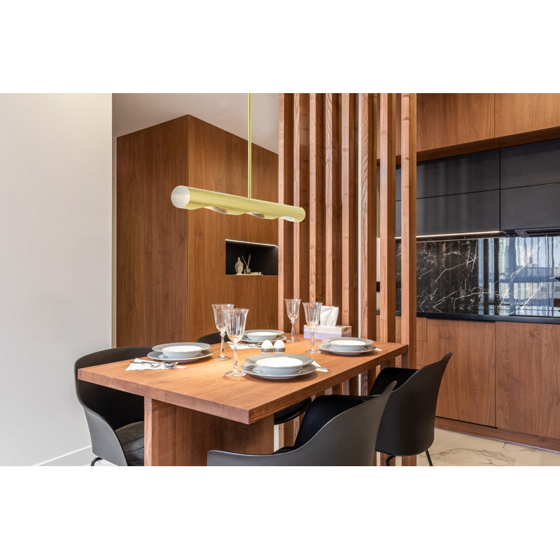 Azria 3 - Light Satin Black Kitchen Island Pendant, Satin Brass