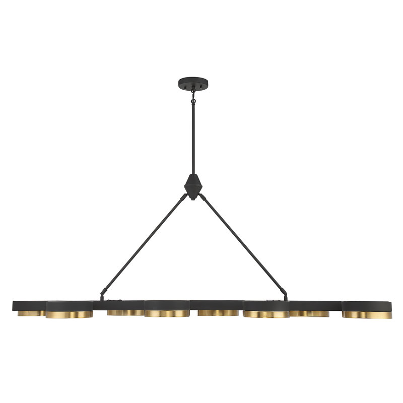 Ashor Matte Black and Brass 8-Light LED Linear Chandelier