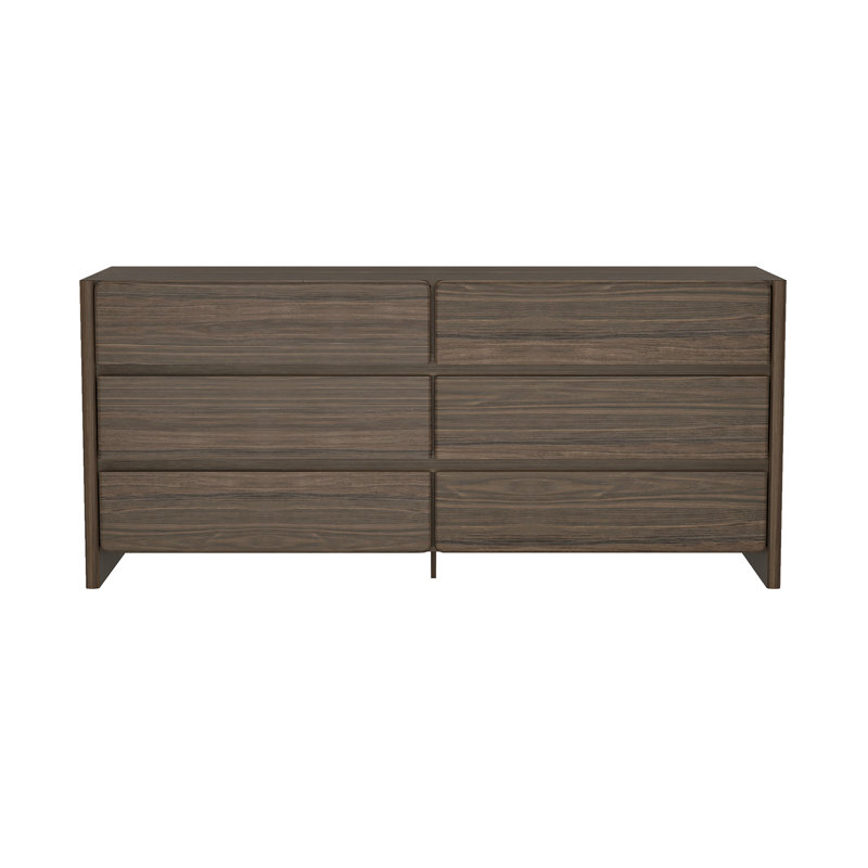 Commode double 72 po à 6 tiroirs Linda, Noyer brun