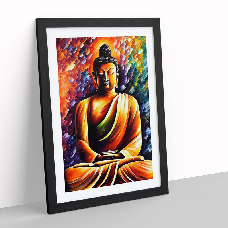 View Of Buddha No.2 - Wall Art, Black Picture Frame, 48cm H x 36cm W, White