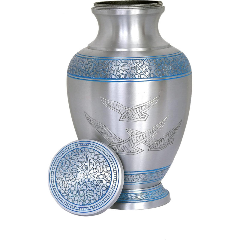 URNS Royal Silver Cremation Urn For Human Ashes - Adult Funeral Urn Handcrafted - Affordable Urn For Ashes -  Urn Deal