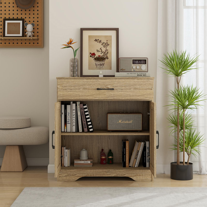 MDF 2 - Door Rectangle Accent Cabinet, Oak