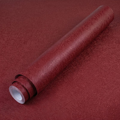 15.7''x196.8'' Silk Textured Peel and Stick Wallpaper - Embossed Self-Adhesive Contact Paper for Cabinets, Countertops, and Renter-Friendly Wall Décor - Drak Red