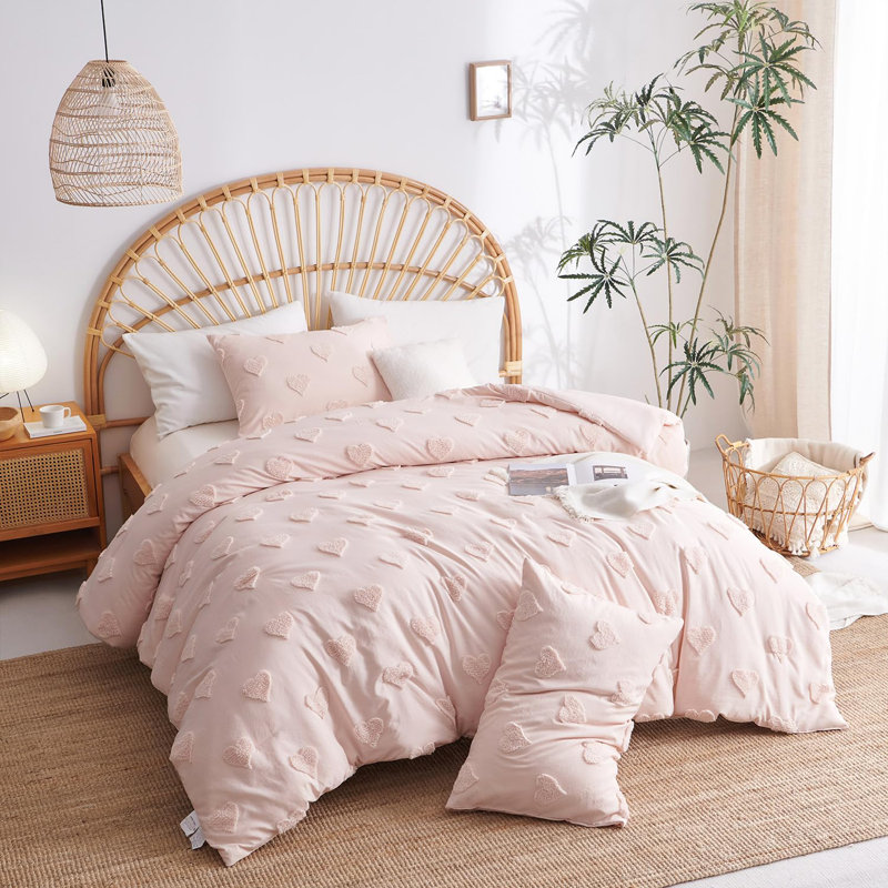 Ensemble d'édredon 3 pièces Nayoroom, Rose, Édredon double + 2 taies d'oreiller standard