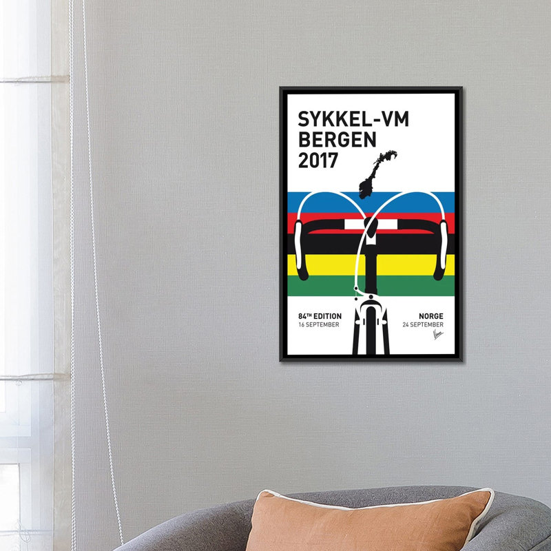 « road world championships minimal », impression sur toile, H 26 po x l 18 po x P 1,5 po, Toile avec cadre noir, Pas de tapis