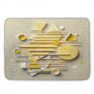 Yellow Geometric Shapes Bath Mat