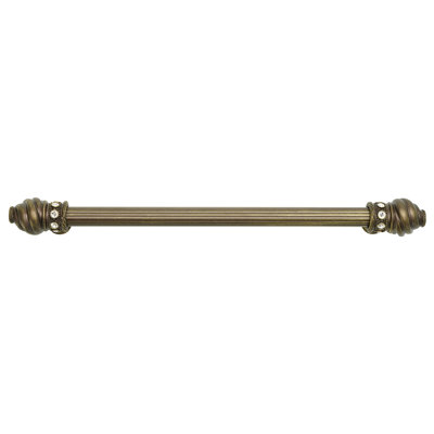 Cache 15 inch center to center long pull with 5/8 reeded bar with 16 rivoli swarovski crystals in finish Antique Brass