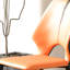 2 chaises de salle à manger, fabriquées en cuir de polyuréthane moderne sur métal, orange et brun (de 2), et en cuir, élégante et stable