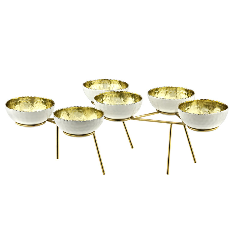 Munro White & Gold Serving Stand , White/Gold