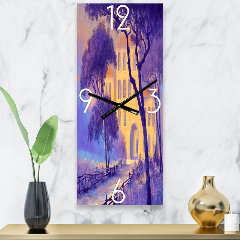 Paysage de rue sur un sentier et des arbres dans une ville - Horloge murale traditionnelle, Grand