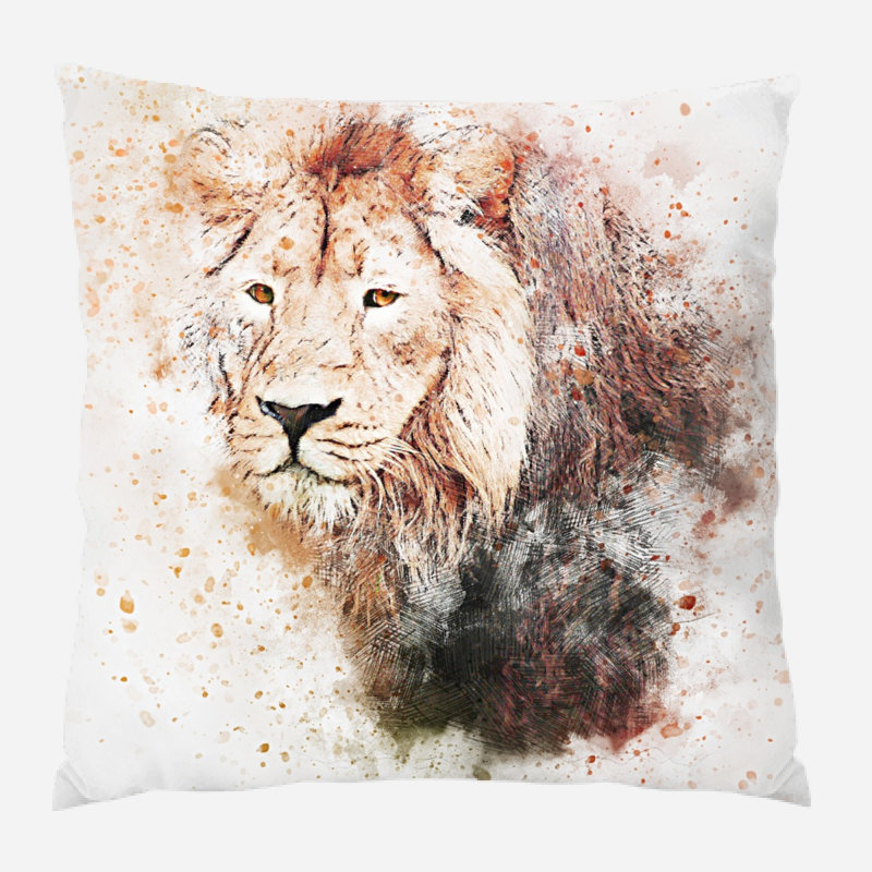Coussin lion Caigan, Microsuède, Intérieur