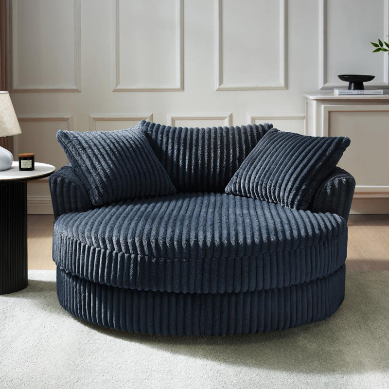 Skyler Upholstered Teddy Swivel Armchair, Blue