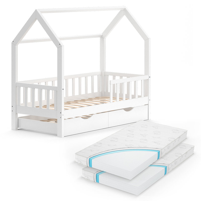 Laney Standard House Beds with Trundle Included, White