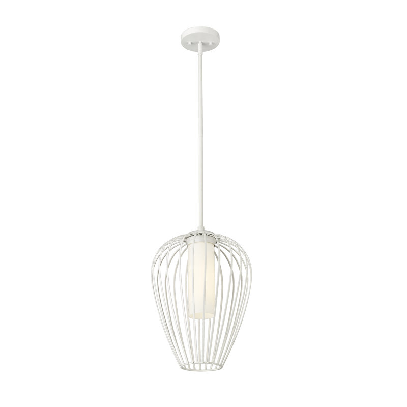 Luminaire suspendu 1 lumière Burakcan, H 97,5 po x l 12 po x P 12 po, Blanc texturé