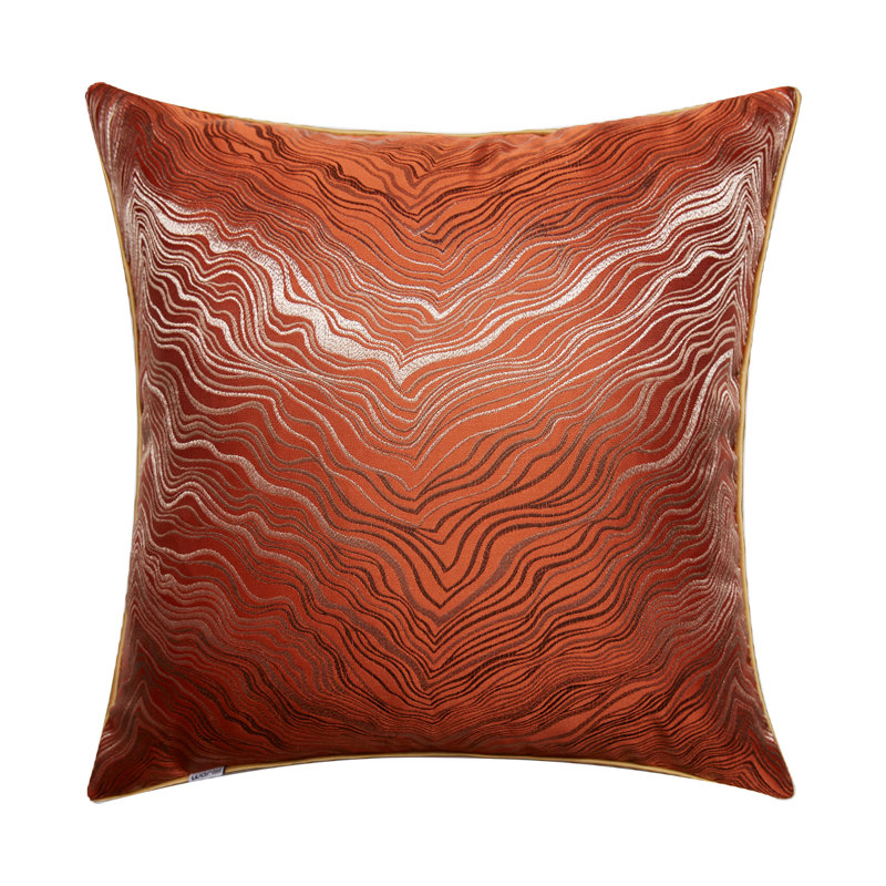 Jeté abstrait, 18 po x 18 po, Housse de coussin seulement - sans coussin, Orange