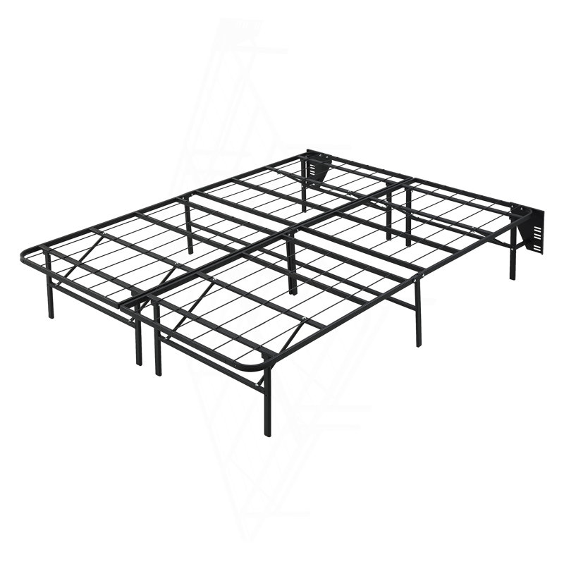 Black Metal Platform Foldable Bed Frame, Queen
