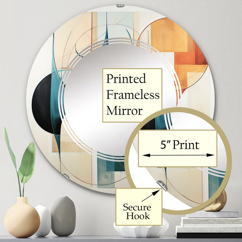 Carnduff - Miroir mural Mid-Century rond, 24 po x 24 po