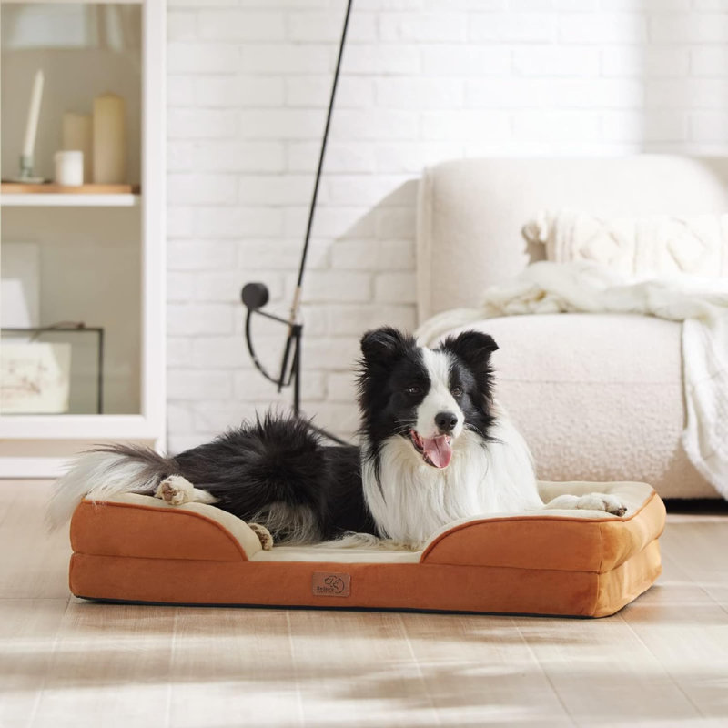Pet Bed, 6.5" H x 25" W x 35" D, Caramel