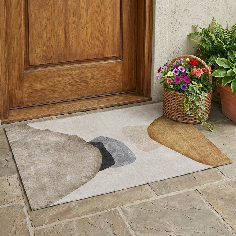 Tapis d'extérieur antidérapant 3 po x 5 po brun, brun et gris