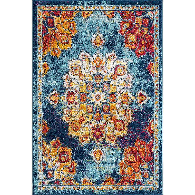 Tapis traditionnel bleu Troayurgh, Rectangle 4 pi x 6 pi