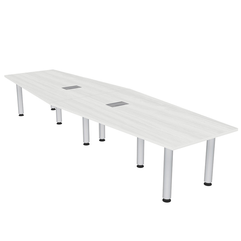 Pieds de table de conférence hexagonaux 10 pi, H 30 po x L 84 po x l 48 po, Cyprès blanc, Argent argent