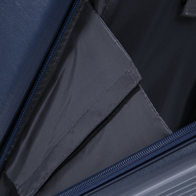 14 "/ 20" 2 pièces / ensemble dans un bagage à roulettes en ABS, avec serrure à combinaison et ouverture avant, étui à cosmétiques 14 "(bleu marine)