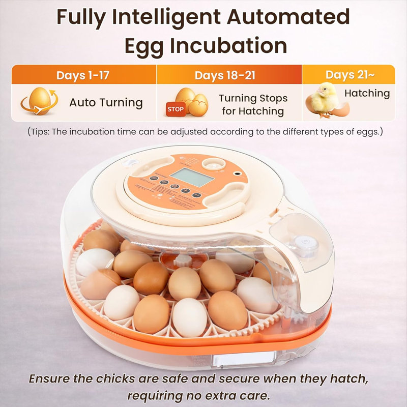 Incubateur intelligent à œufs de poule avec commande vocale, 26 couveuses à poules / 59 oiseaux à couver, retourneur d'œufs automatique avec siège thermomètre et contrôle de l'humidité, réservoir d'eau intégré