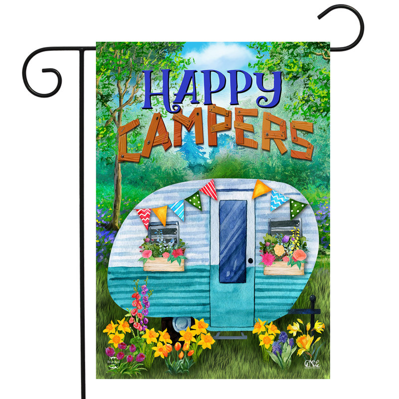 Drapeau de jardin printanier Happy Campers
