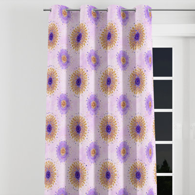 Rideaux abstraits pour chambre à coucher - Rideau moderne avec œillets Boho Mandala - mauve moderne - 1 panneau