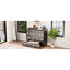 Lit double avec station de charge et tiroir de rangement, gris rustique, plateforme pliable pour économiser de l'espace dans les chambres d'amis compactes-1216811565-1216811562