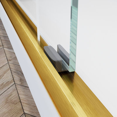 44 - 48 In. W X 72 H Sliding Shower Door, Adjustable Semi , Tempered Clear Thick Glass, 304 Stainless Steel Handles, Brushed Gold Glisten