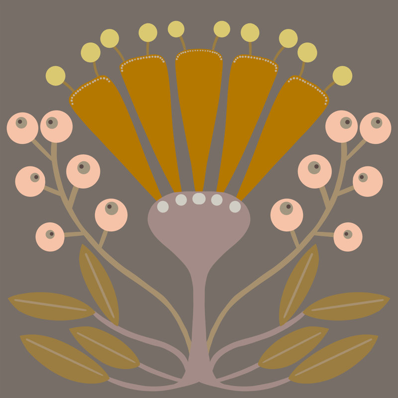 Graphique «Folk Flower I» par Regina Moore, L 12 po x H 12 po