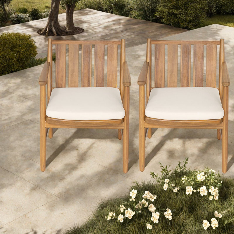 Outdoor Dining Armchair with Cushions