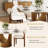7PCS Modern Dining Table Set, 59" Round Dining Table with 6pcs Dining Chairs, White