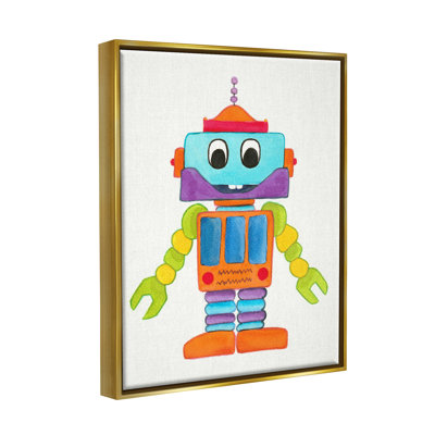 " Bold Smiling Robot Vivid " by Elvira Errico Painting Print