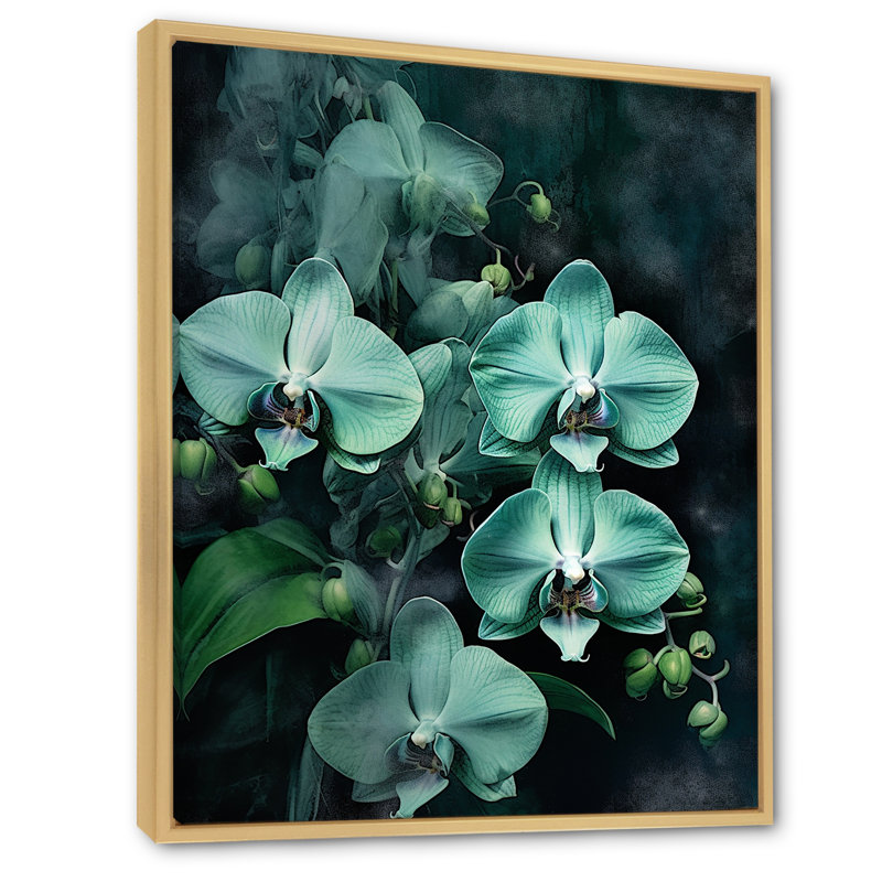 Fantaisie, orchidée verte, paysages de rêve, H 32 po x l 24 po x P 1 po, Cadre naturel flottant