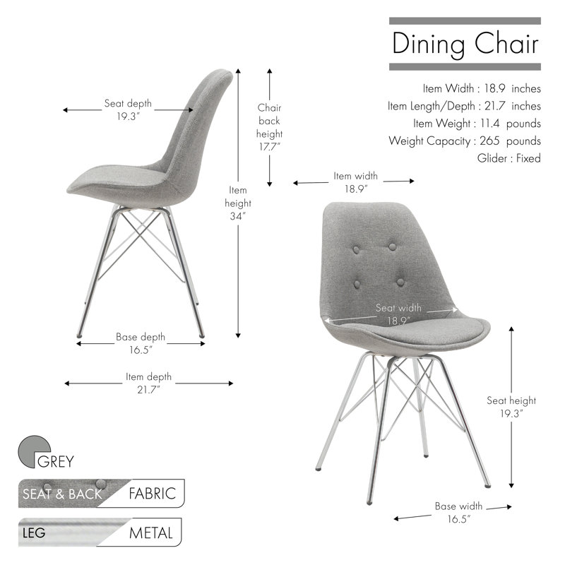 Chaise d'appoint rembourrée en tissu Dunkerton, Gris