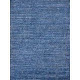 Plush Viscose/ Wool Area Rug in Dark Blue